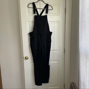 American Eagle Black Ripped Jegging Overalls